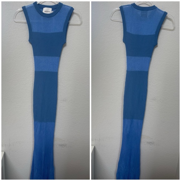 MISHA Elyna Blue Knit Maxi Dress Size XS - Picture 4 of 4